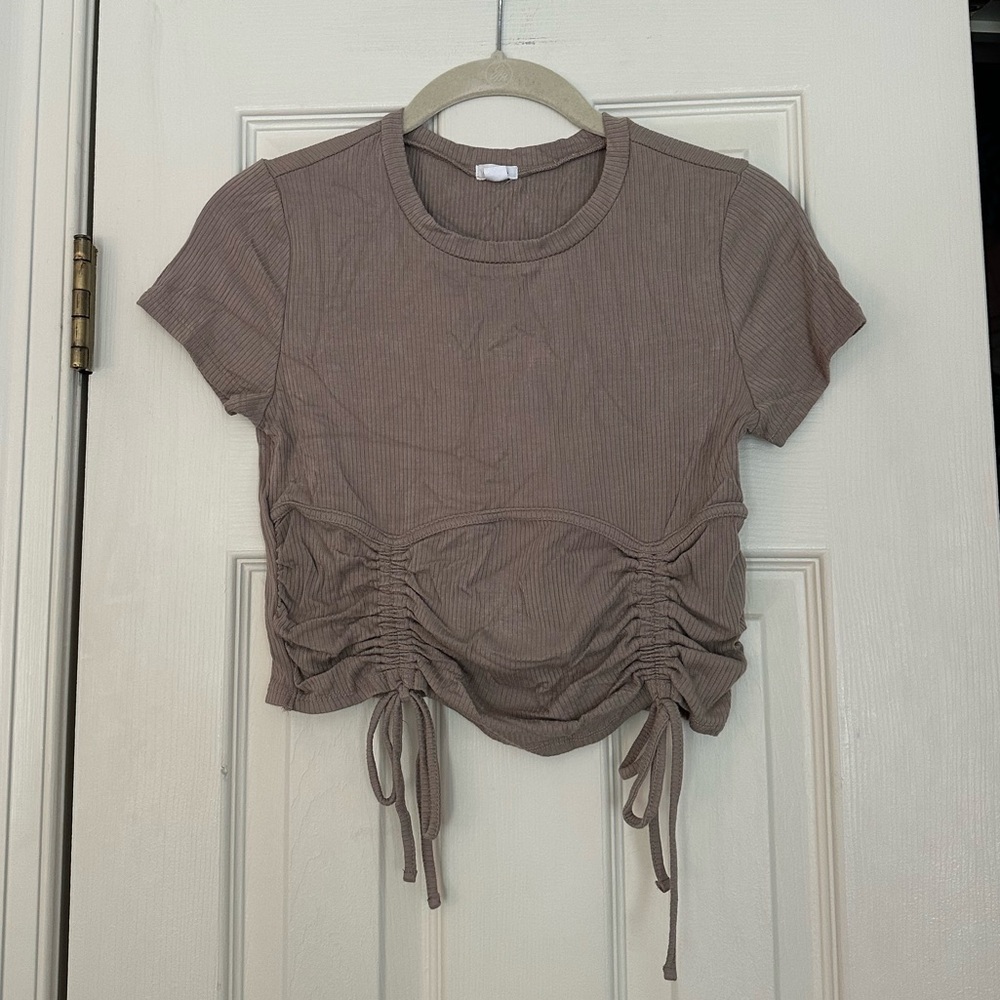 Ruched Tan/Brown Crop Top